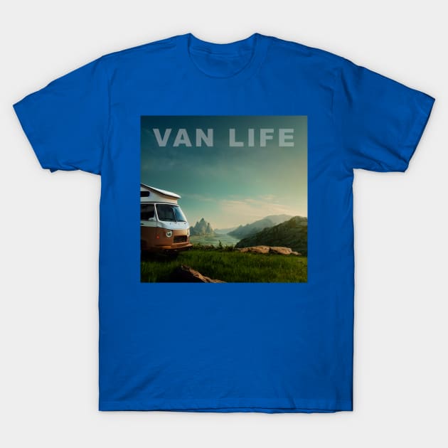 Van Life Camper RV Outdoors in Nature T-Shirt by Grassroots Green